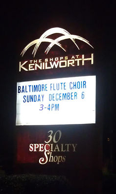 Sign announcing the Baltimore Flute Choir's performance at Kenilworth